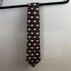 100% Silk, Italian Nordstrom Gold and Black Patterned Tie